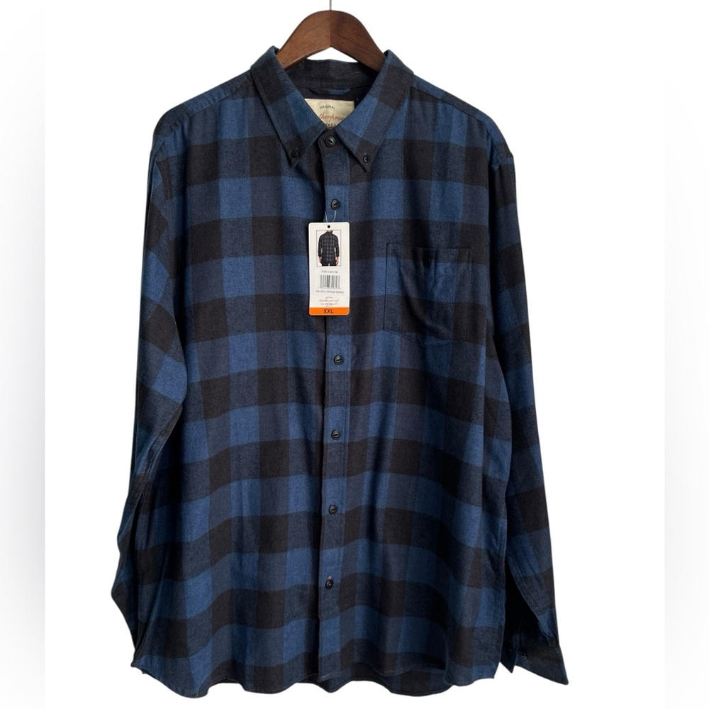 Weatherproof Men's Blue and Black Plaid Shirt - NWT - XXL